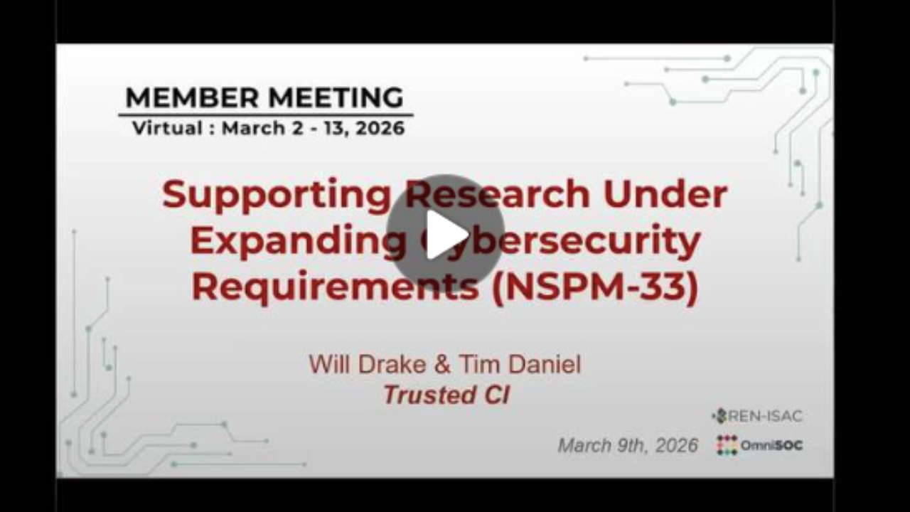 Snapshot from Supporting Research Under Expanding Cybersecurity Requirements Video